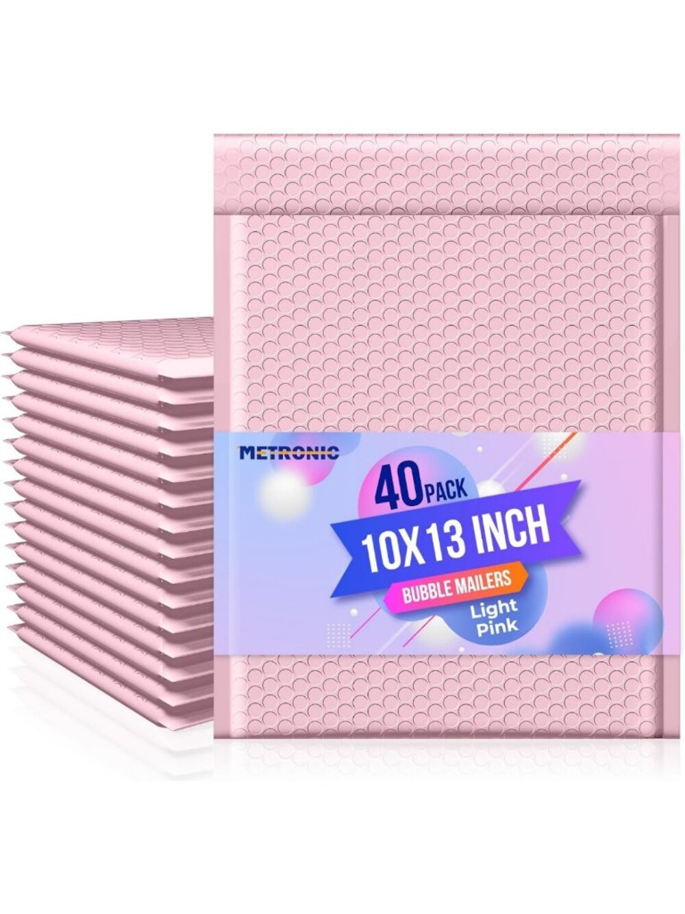 Light Pink Bubble Mailers 10x13" Padded Envelopes - 40 Pack for Shipping